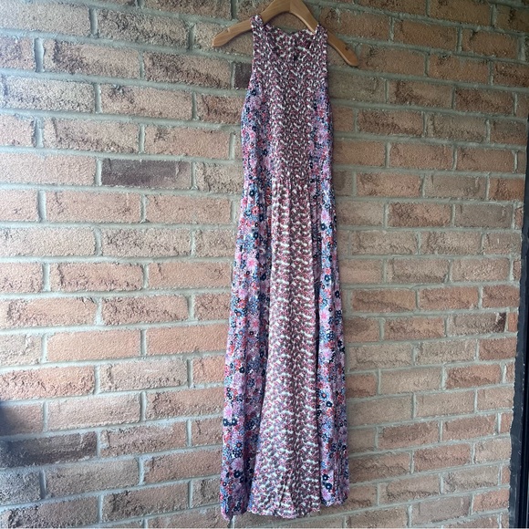 Japna Dresses & Skirts - JAPNA | Pink & rose floral pattered halter racer back button up maxi dress